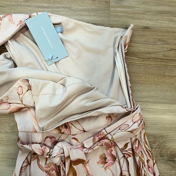 ANTONIO MELANI Floral Carlos One Shoulder Wide Leg Jumpsuit in Pink Tulip Size 0 - Picture 4 of 9